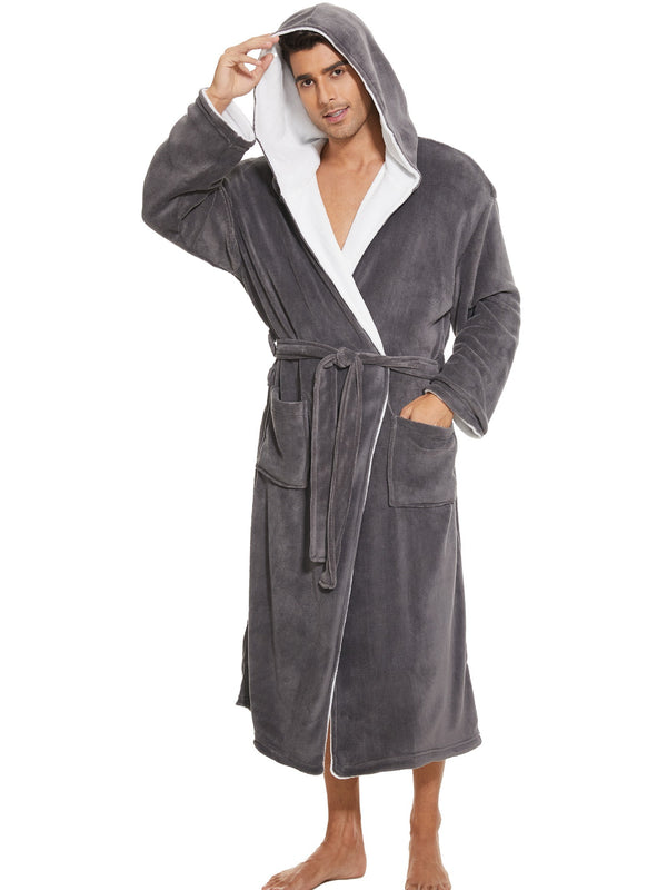 Men's Fleece Long  Pajama Bathrobe