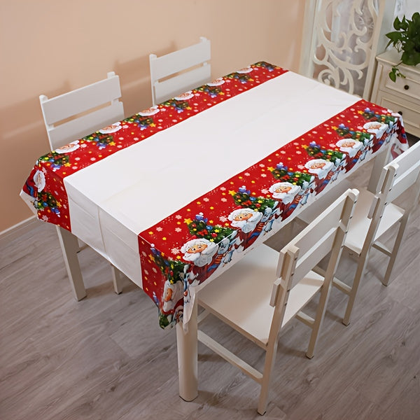 1pc, Christmas Supplies, Holiday Decor For Home, Santa Claus Disposable Tablecloth 71"x42.5"