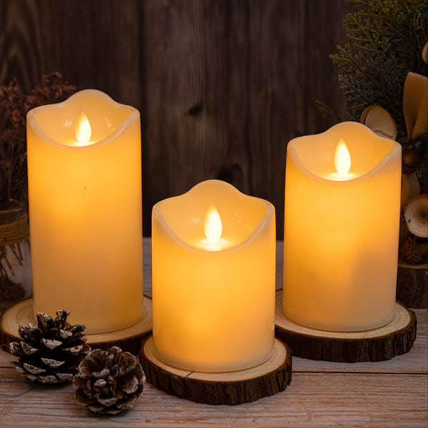 1pc LED Candle Light For Christmas Wedding Birthday Party, Glossy Style Candle Light With Swinging Wick