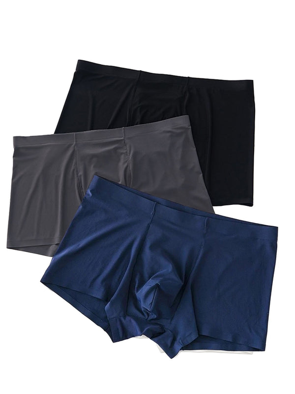 3pcs Men's Semi-Clear Ice Silk Boxer Briefs