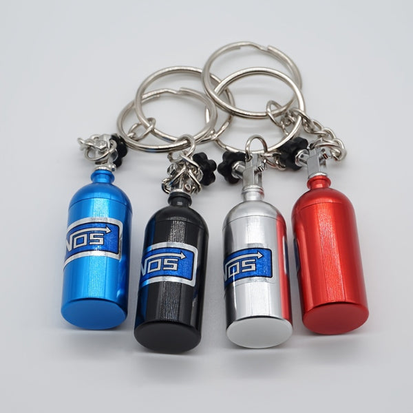 Mini Nitrous Oxide Bottle Keyring, NOS Gas Bottle Car Keychain Key Rings, Fashion Pill Box Storage Turbo Keychain Key Holders For Car Keys