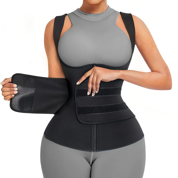 Neoprene Sauna Suit For Women, Sauna Sweat Vest, Waist Trainer With Adjustable Belts