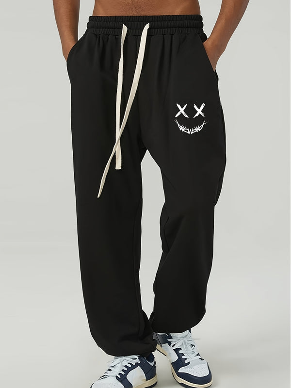 Men's Loose Sweatpants, Graphic Drawstring Waist Jogger Pants For Big And Tall Guys, Plus Size