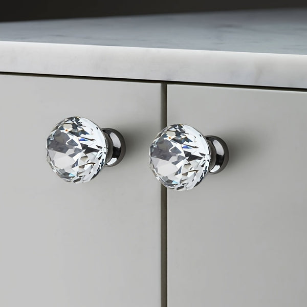 1pcs/2pcs Clear Crystal Handles, Single Hole Cabinet Door Knobs, Cabinet Door Handles, Drawer Handles