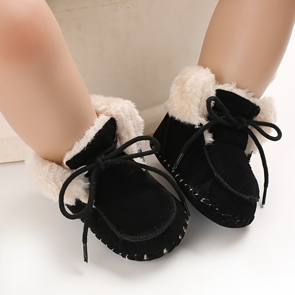 Baby Warm Snow Boots Lace Up Anti-Slip Toddler Shoes For Girls Boys Winter