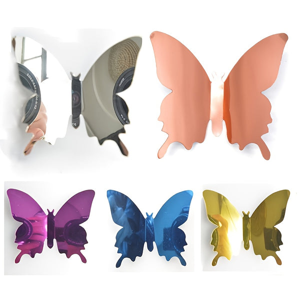 12pcs 3D Butterfly Mirror Stickers, DIY Decorative Wall Stickers For Bedrooms, Living Rooms, Weddings, Festivals