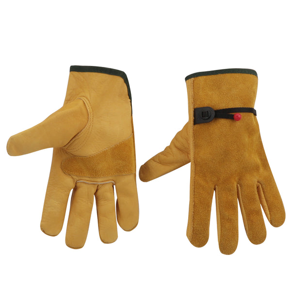 1pair Cut-Resistant Cowhide Gardening Work Gloves