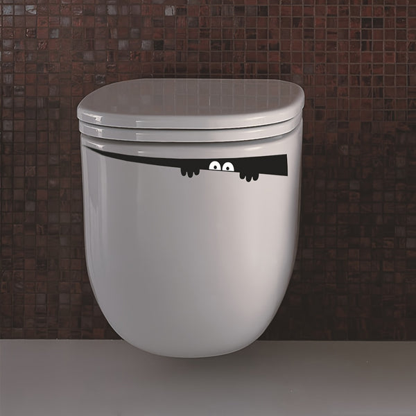 1pc Toilet Tank Peeping Monster Decal, Creative Carved Wall Sticker, Bathroom Corner Sticker