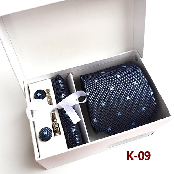 Men's Tie Gift Box 3 Piece Of Sets Tie Pocket Square Cufflinks Tie Clip