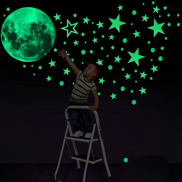 1 Set, Glow In The Dark Stars Wall Stickers, 435 Adhesive Bright And Realistic Stars And Full Moon For Starry Sky, Bedroom Decor For Teens Boys Girls, Cottage Room Decor For Bedroom Aesthetic, Indie Room Decor, Dorm Trendy Wall Art