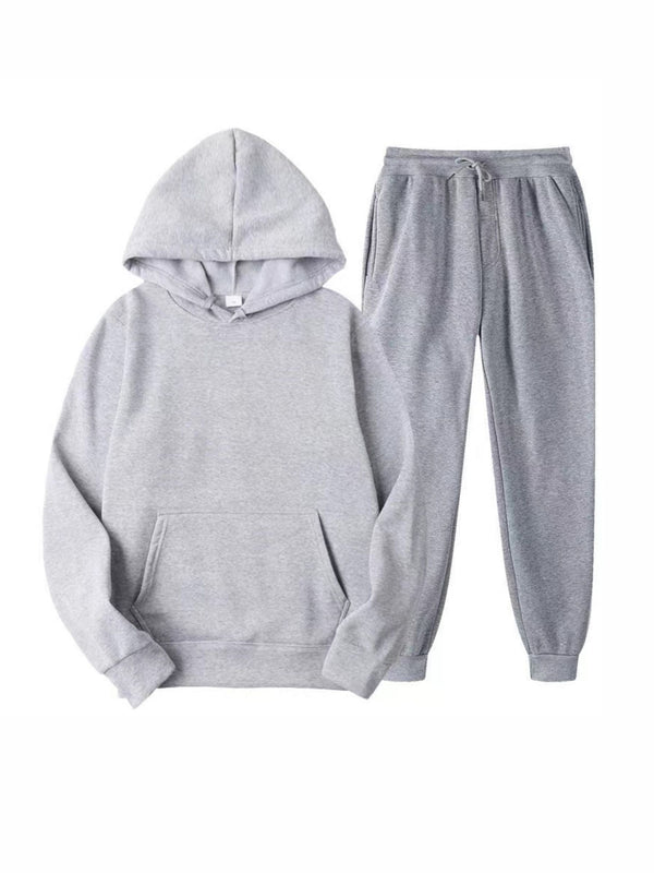 2pcs/set Men's Casual Active Drawstrings Hoodies & Sweatpants, Thermal Long Sleeve Hooded Sweatshirt Set For Winter Men Clothes Sweatshirt Hoodies Christmas Gifts