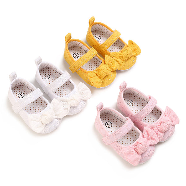 Toddler Baby Girls Princess Bowknot Soft Sole Cloth Crib Shoes