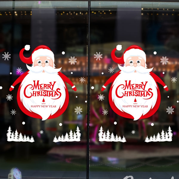 Window Glass Door Sticker, Santa Claus, Self-adhesive Decoration For Living Room Background