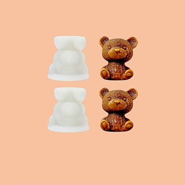 1pc Cartoon Bear Ice Cube Mold, Silicone Animal Mold, Ice Cube For Coffee, Milk, Tea, Candy Gummy Fondant, Cake Baking, Cupcake Topper Decoration