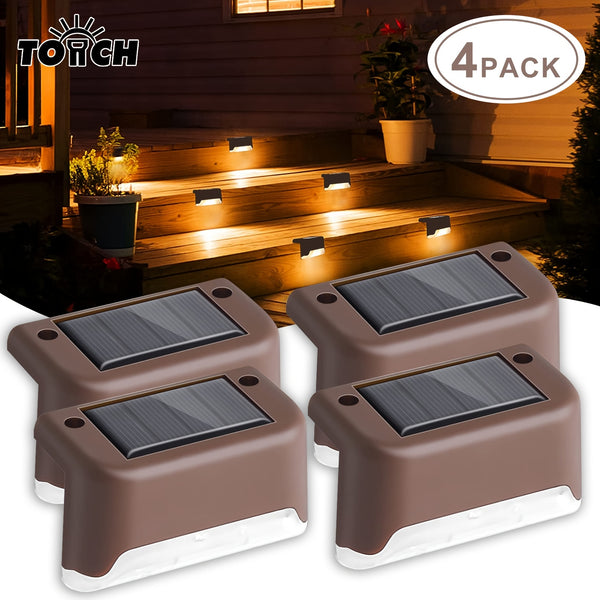 4-Pack LED Waterproof Solar Deck Lights Outdoor For Railing, Deck, Patio, Yard, Post, Fence, Stairs And Driveway