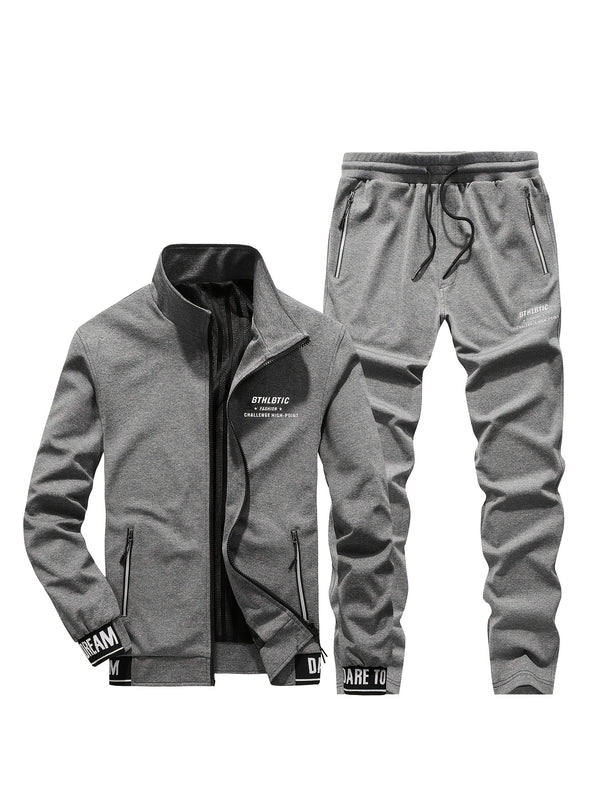 2pcs Men's Casual Tracksuits, Long Sleeve Track Jackets And Pants Sweatshirt Hoodies Sweatshirt Hoodies Christmas Gifts