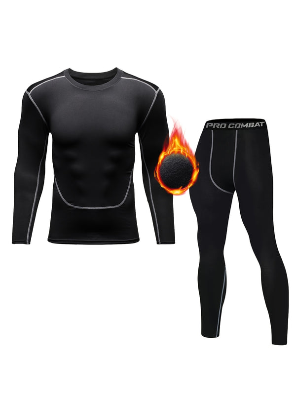 Men's Warm Underwear Set, Breathable Thermal Base Layer For Basketball Running Sports Fitness