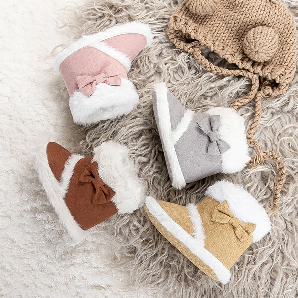 Infant Baby Girls Booties, Soft-soled Anti-slip Velvet Prewalker Shoes For Winter