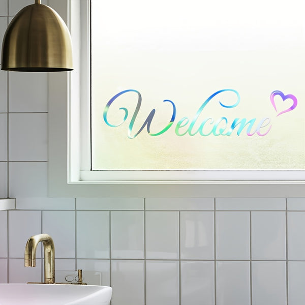 1 Set Of Sign "Welcome" Reflective Colorful Wall Stickers, PET, Laser Film, Glass Wall Stickers