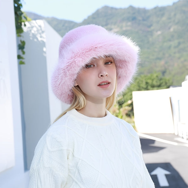 Fur Bucket Hats Luxury Bucket Hat Sable Bucket Hat Women Bucket Hats Faux Fur Bucket Hat 1pc