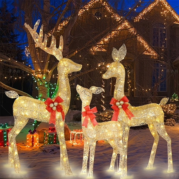 3pcs/set Luminous Deer Wedding Party Ornaments, Christmas Shopping Mall Decoration Scene Layout