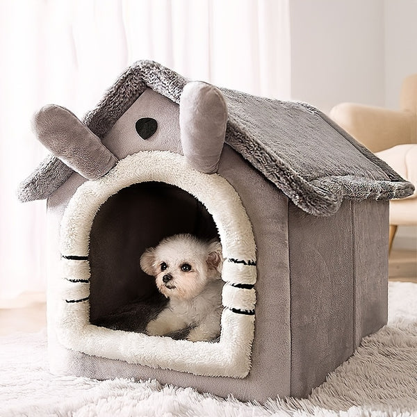 Pet House For Dog & Cat, Washable Dog House, Fluffy Warm Cat Bed For Indoor Cats, Cute Cat House