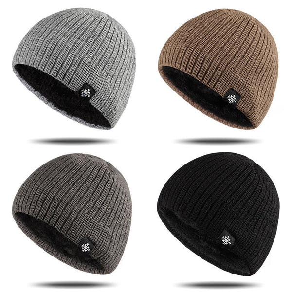 Autumn/Winter Fleece Thick Knitted Thermal Cotton Blend Hat