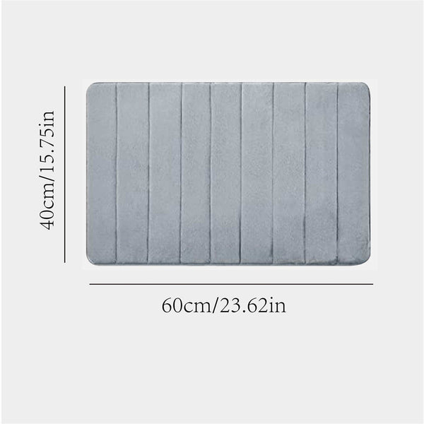 Flannel Grey Striped Indentation, Absorbent Non-slip Floor Mat