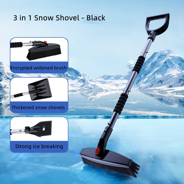 1pc Snow Shovel, 3 In 1 Stainless Steel Snow Shovel, Detachable Retractable Winter Snow Shovel And Deicing Tool For Car