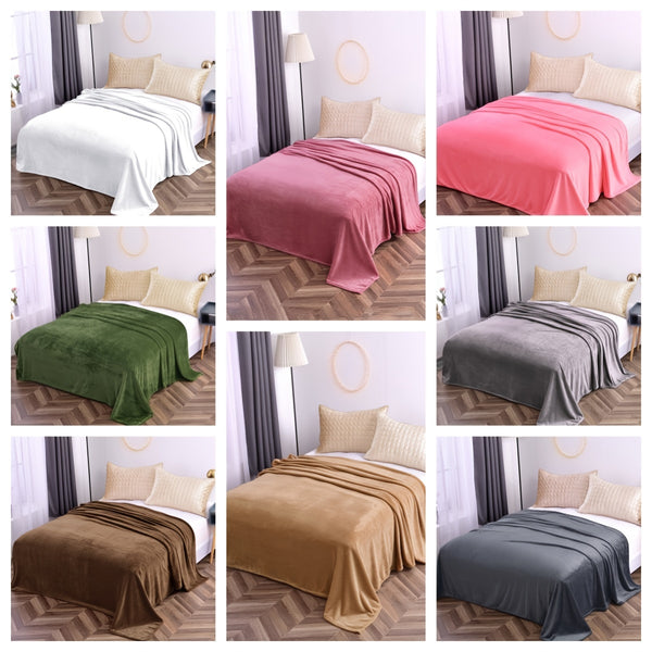 1pc Solid Color Flannel Blanket For Bed & Sofa, Soft Throw Blanket, Warm Bedding, Home Decor