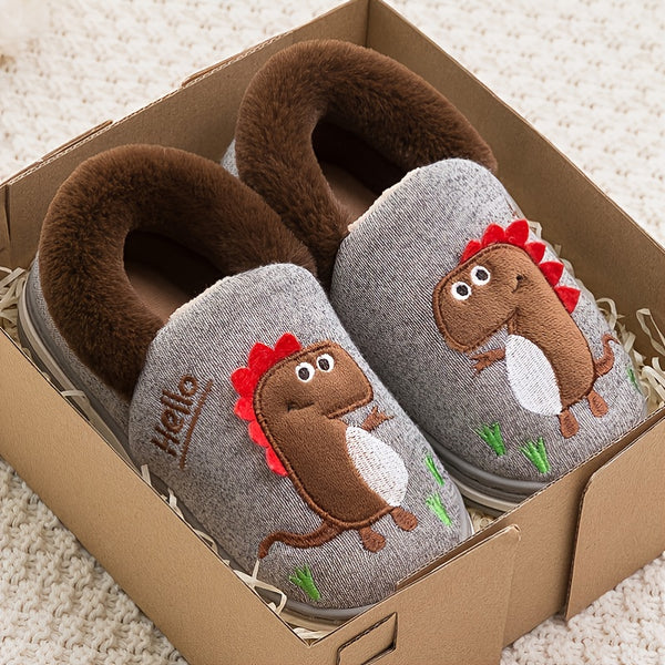 Baby Boys Cute Cartoon Dinosaur Warm Cozy Plush Slippers Winter