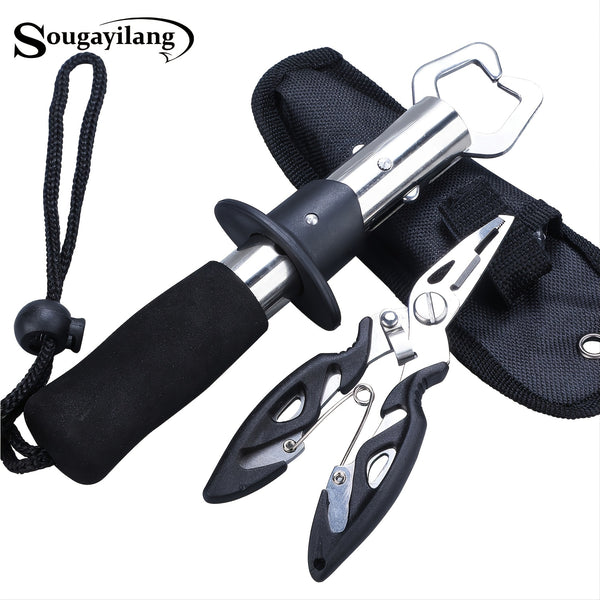 Sougayilang Stainless Fishing Pliers Split Ring Cutter Fishing Holder Tackle With Tether Combo