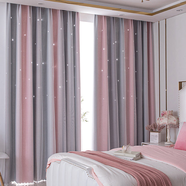 Star Stripe Double-Layer Curtain For Bedroom