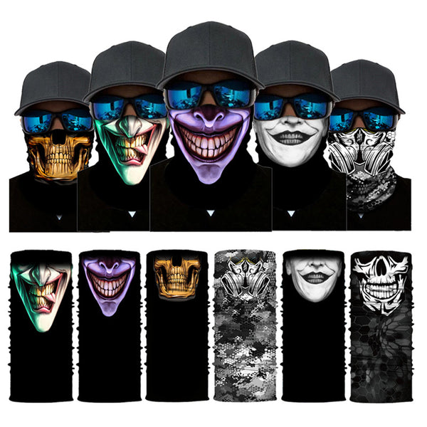 Halloween Skull Face Mask, Multifunction Windproof Anti-UV Fishing Bandana, Hiking Headscarf