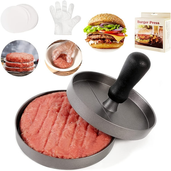 1pc Burger Press, Non Stick Hamburger Press, Aluminum Burger Patty Maker, BBQ Kitchen Meat Press, Ideal For Burgers, Patties, Meatballs, Grilling, Kitchen Cooking Tools