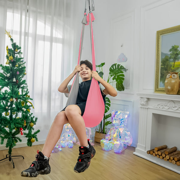 1pc Sensory Swing For Kids Indoor, Therapy Autism Joy Ceiling Swing With Dual Color Blocks Kids Hammock Chair