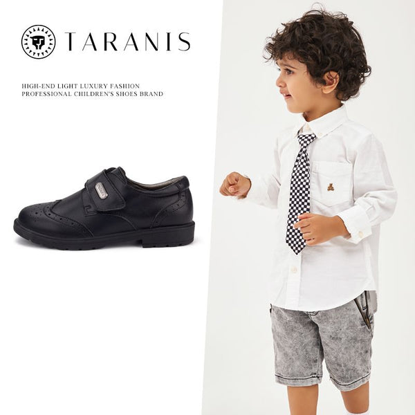 TARANIS Boys Classic Black Loafers, Soft-soled Anti-slip Party School Uniform Oxford Performance Leather Shoes For Kids/Big Kids/Children