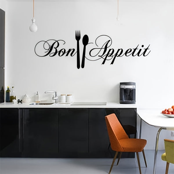 1pc Creative English Bon Appetit Wall Stickers, Kitchen Restaurant Removable Decor