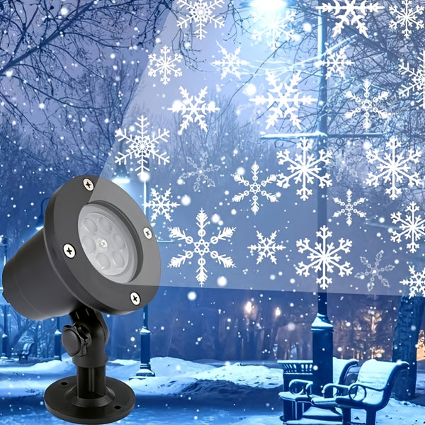 1pc Christmas LED Snowflake Projector Light, Outdoor Waterproof Landscape Lamp