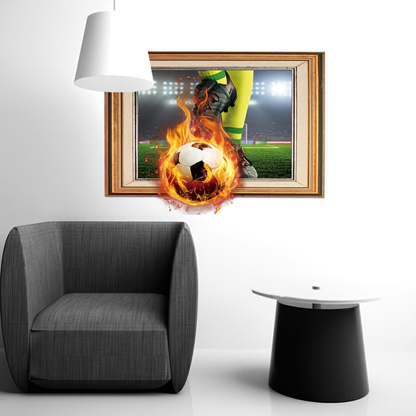 1pc Football Pattern Sticker, Removable Waterproof Wall Sticker, Decoration For Bedroom And Living Room