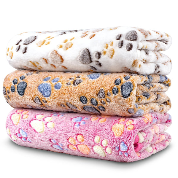 Dog Blankets For Large Dogs & Cats, 3 Pack Dog Blanket Washable 41" X 31"Cute Paw Pattern