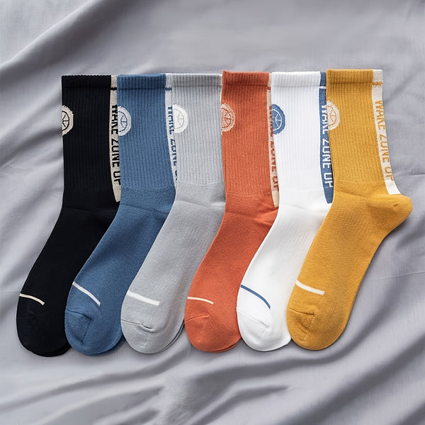 10pairs Men's Print Crew Socks, Athletic Socks For Autumn/Winter