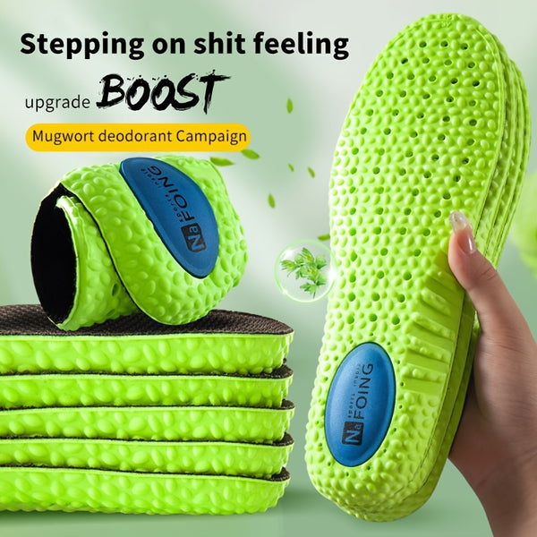 1pair Ports Shock Absorption Insole Green PU Memory Foam Breathable Arch Support Orthopedic Shoes Pad Men Feet Care Pad