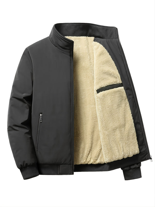 Two Sizes Small, Men's Fleece Jacket With Zipped Pockets For Winter Jacket Christmas Gifts