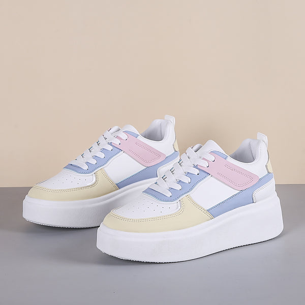 Color Block Lace-up Front Flatform Skate Shoes