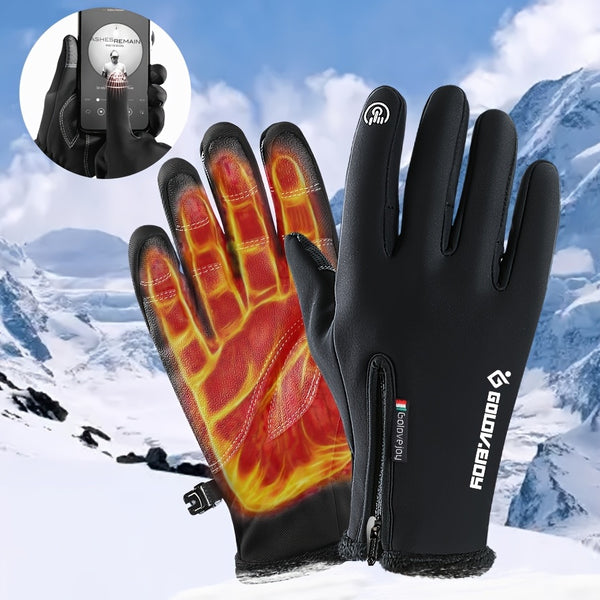 Winter Warm Waterproof Windproof Wear-resistant Gloves, Touch Screen Gloves For Cycling, Driving, Running & Hiking