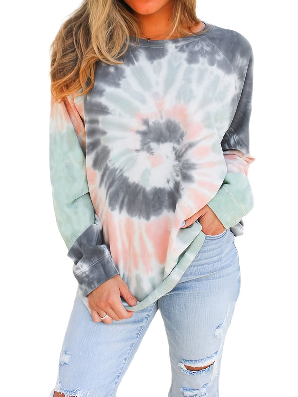 Women's Loose Tie Dye Top, Long Sleeve Crew Neck T-Shirts, Casual Every Day Tops, Women's Clothing