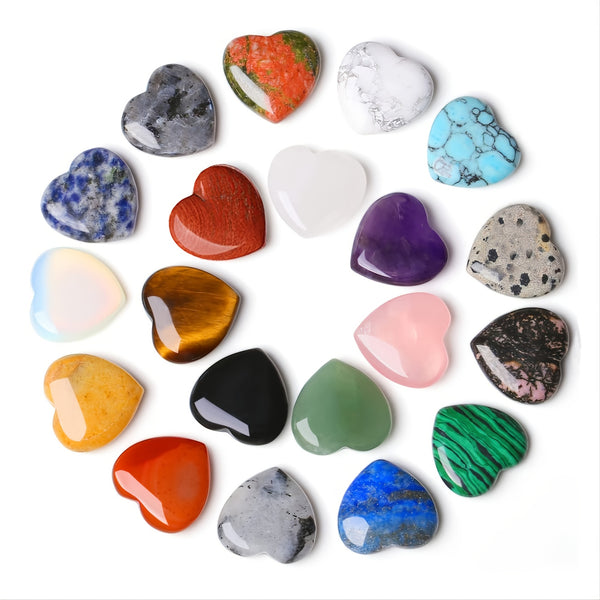 Natural Tiny Cute Heart Shaped Crystal Stones 0.78Inch Worry Stones Bulks Assorted Heart Palm Pocket Healing Carved Love Heart Stones, Size 0.78*0.78*0.24in/20*20*6mm