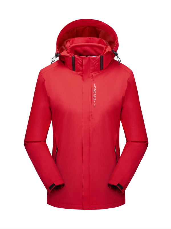 Women's Outdoor 3-In-1 Jacket, Waterproof & Windproof Hard Shell Jacket & Fleece Thermal Inner Jacket