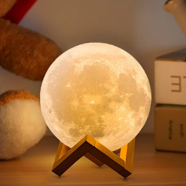 3D Moon Lamp Night Light Moon Light 16 Colors With Wooden Stand & Remote/Touch Control And USB Rechargeable, Birthday Gifts For Women Girls Kids Boys Mom Girlfriend